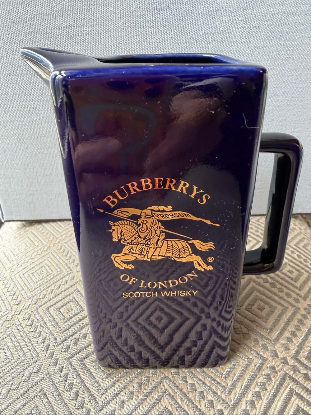 Vintage Burberrys of London Scotch Whiskey Cobalt Blue Ceramic Buchan